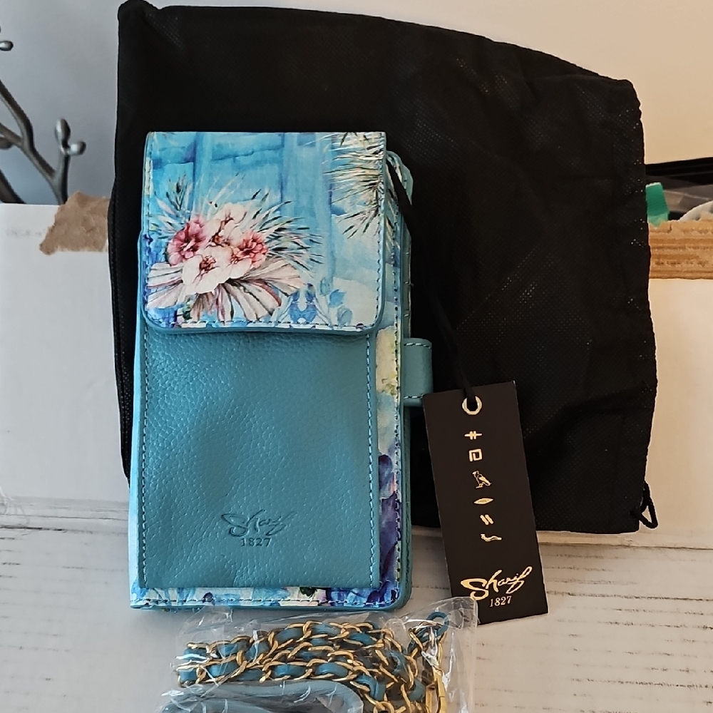 Sharif Blue Floral Wallet And Phine Case